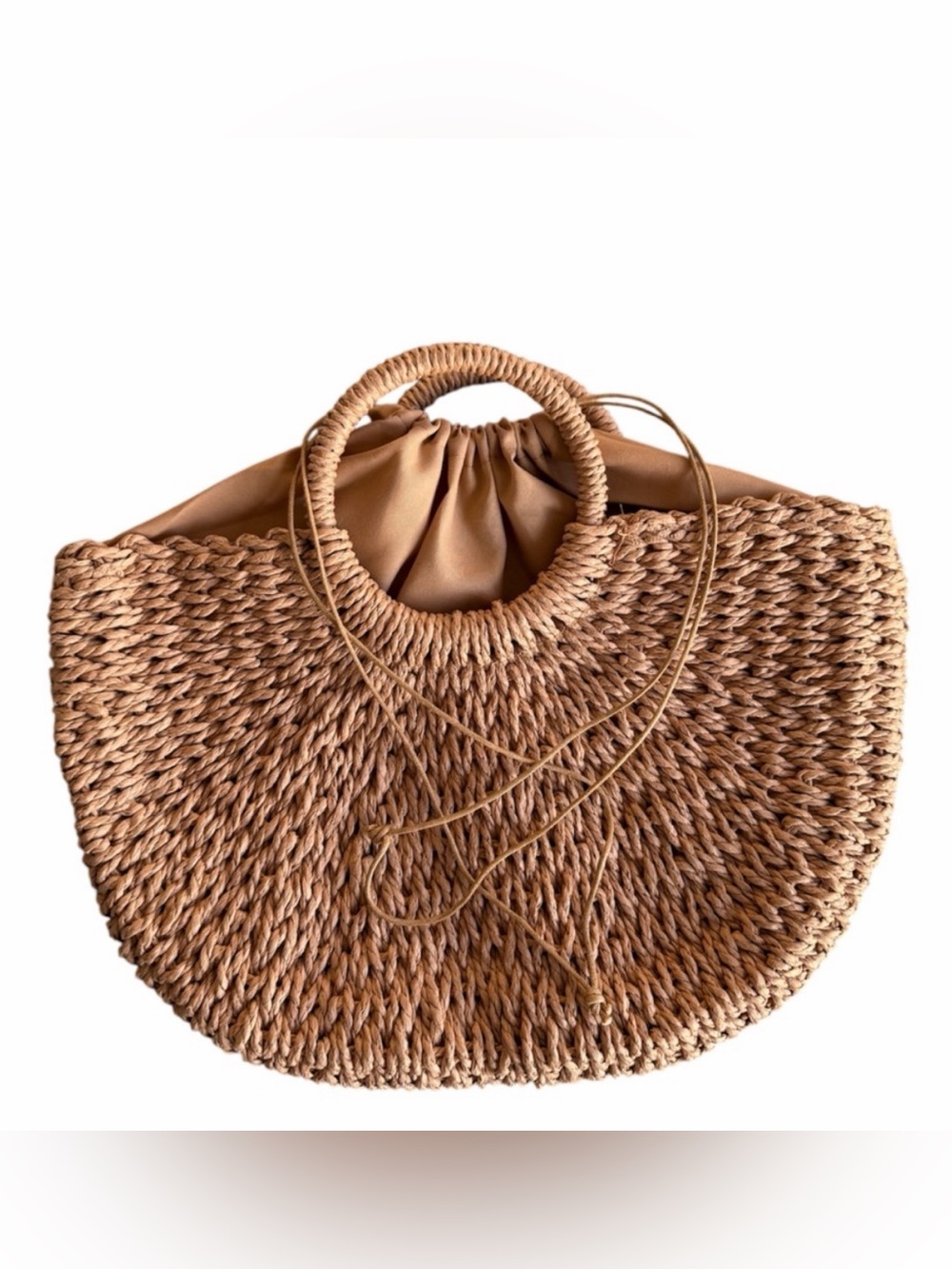 Woven Straw Tote With Liner, Medium size, NWOT